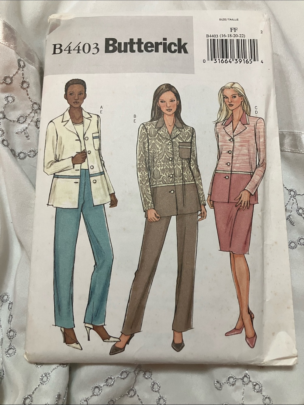Butterick Women’s Blazer Pattern in Cream, Blue, Brown and Pink
